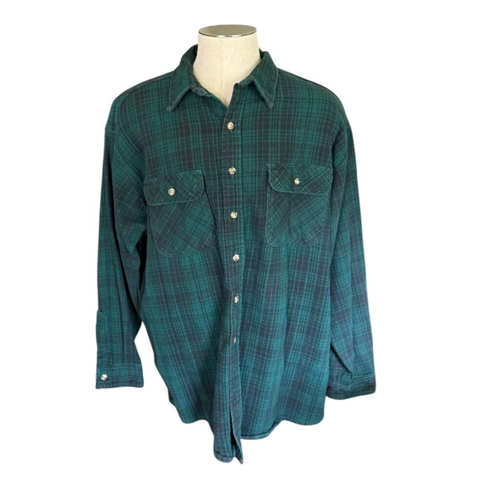 GreatLand Vintage Green Cotton Plaid Shacket Shirt Size XXL
